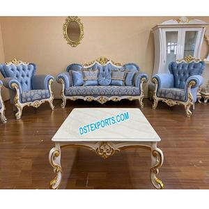 Conjunto de sofás tallados de lujo estilo italiano, conjunto de sofás tallados en oro y blanco, estilo italiano, clásico, blanco - Product Image 1