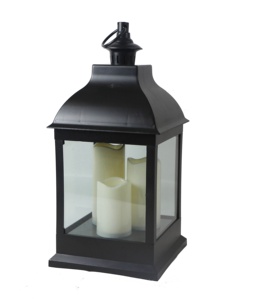 <span class=keywords><strong>Lanterne</strong></span> à bougie en plastique antique de grande taille avec 3 LED, lumière blanche chaude - Product Image 1