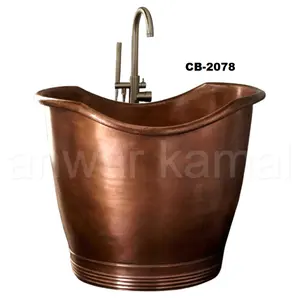 Comfort And Stylish Round Free Standing Copper Soaking Bath Tub