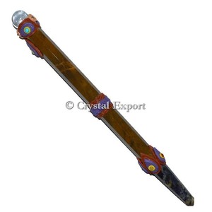 Varitas Tibetanas de Ágata Marrón con Grabados Artísticos, Coleccionables en Venta - Product Image 1