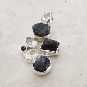 Black Tourmaline Raw Gemstone Pendant Solid 925 Sterling Silver <b>Jewelry</b> <b>Handmade</b> Rough Gemstone Silver Pendant - Product Image 5