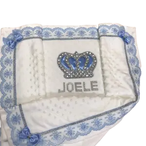 Großhandel Custom High Quality Luxus Baby decke Wickel Stoff Wickeln Modern Gestrickt Blau Farbe Blending Lux 0-12 Monate