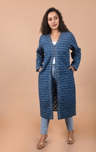 Vestes d'hiver chaudes pour femmes avec impression en bloc, rembourrage en coton, long manteau matelassé, boutonné, réversible, vestes de haute qualité - Product Image 2