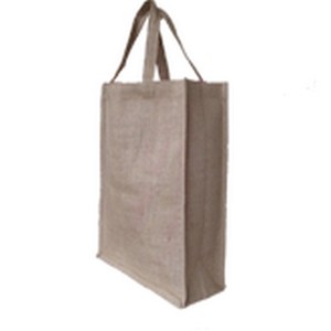 Jute Mini Size Zipper Closure Long Handle Shopping Tote <b>Bag</b> for Groceries - Product Image 1