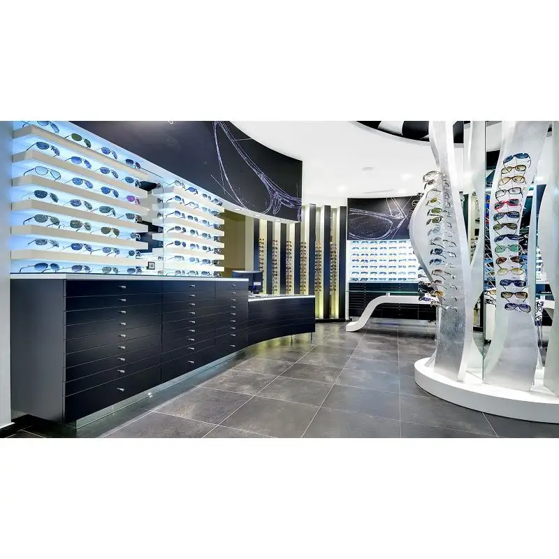 OEM Custom Modern Ray-Ban Sunglasses Display Cabinet Luxury RayBan Store Showcase With LED Lighting