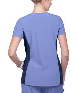 เสื้อสครับพยาบาล OEM น้ำหนักเบา เป็นมิตรกับสิ่งแวดล้อม ป้องกันไฟฟ้าสถิตย์ ชุดสครับทางการแพทย์ ยืดหยุ่นได้ สีตัดกัน แขนสั้นแบบแผง - Product Image 2