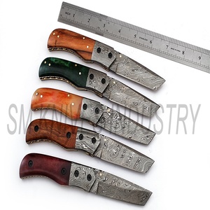 Custom Hand Made Damascus Folding /pocket <b>Knives</b> Lot of 5 pieces (smk1260) - Product Image 2