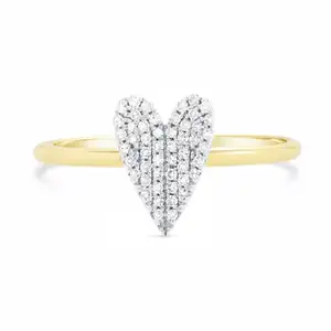 Anel de dois tons ajustável, diamante, formato de coração, prata esterlina 925, moda de zircônio, anéis de tira de eternidade 925 ou s925