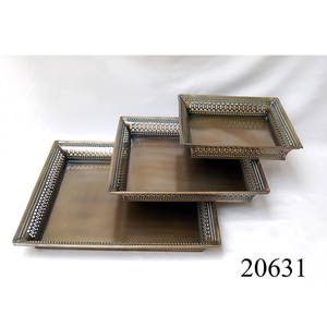 Juego de 3 bandejas de metal para el hogar y hoteles, bandejas de servicio de alimentos de alta calidad, personalizadas, venta al por mayor, novedad - Product Image 2