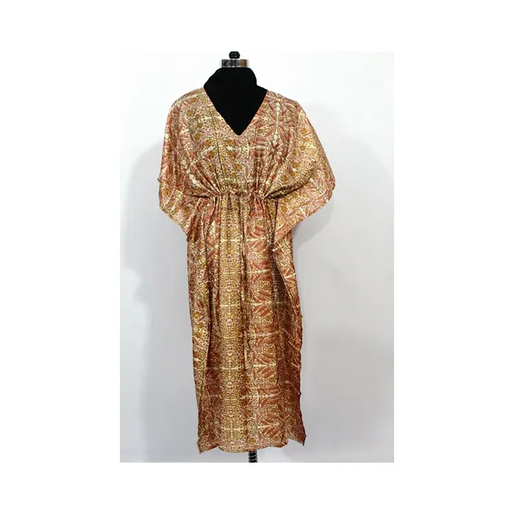 Vestido Kimono Vintage de seda pura hecho a mano para mujer, ropa de playa de la mejor calidad, longitud media, disponible en todas las tallas