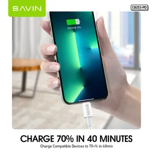 BAVIN מכירה לוהטת סלולרי נייד טלפון usb תאריך כבל 1m פ"ד 18w 20w 30w סוג c 8 פין מהיר charing כבל עבור תאורה כדי usb-c