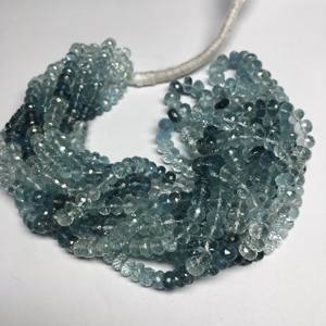 Perles de pierres précieuses rondes facettées en mousse d'Aquamarine naturelle de Santa Maria de 6 mm et 8 mm, teintées, en brins, prix de gros d'usine en ligne - Product Image 1