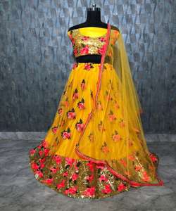 Tendencia rayón seda impresa piedra trabajo lehenga choli con dupatta ropa de boda precio al por mayor Ropa Étnica Surat - Product Image 5