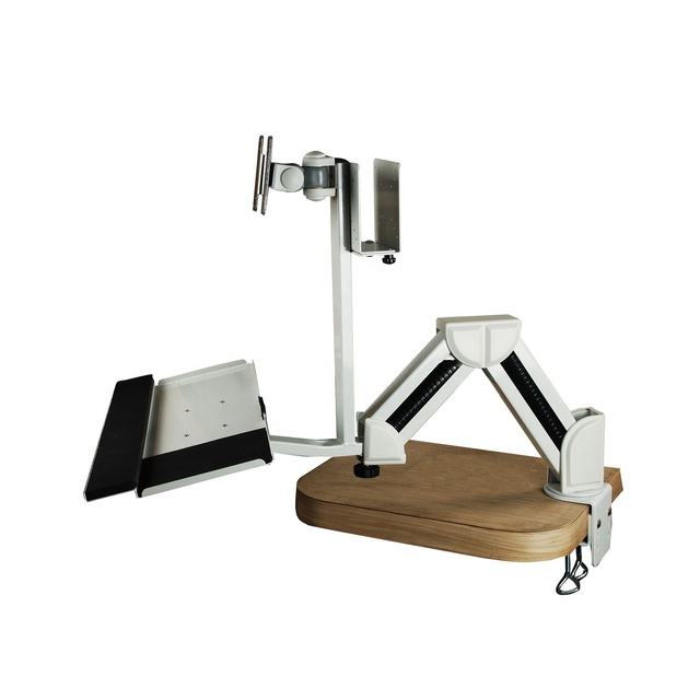White LCD Monitor Arm with Keyboard Bracket CPU Holder VESA 75x75/100x100mm Wall/Desk Mount Stand Max 10kg Capacity in Stock