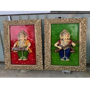 Décor de mariage Ganesha Sculpture Fiber Cadre Indien Décor De Mariage Ganesha Sculpture Cadre Décoration De Mariage Fiber Ganesha 3D Cadres - Product Image 1