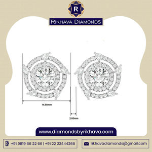 ต่างหูเพชรเม็ดเดี่ยวทองคำขาว14K ที่สวยงามเครื่องประดับอัญมณีแท้ที่สวยงาม - Product Image 2