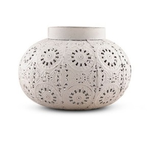 Lanterne à bougie suspendue Forme personnalisée Lanterne à bougie marocaine décorative Lanterne à bougie en métal blanc antique - Product Image 1