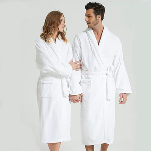 <span class=keywords><strong>Accappatoio</strong></span> per Hotel in spugna di velluto con collo a scialle bianco personalizzato per <span class=keywords><strong>uomo</strong></span> e donna - Product Image 2