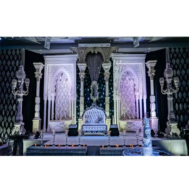 Grand в западном стиле, держащих букет невесты на свадьбе, прием сценический декорирующий фон мечта о свадебном торжестве у кольцо церемония стадии Декор современного индусские свадебной сцены