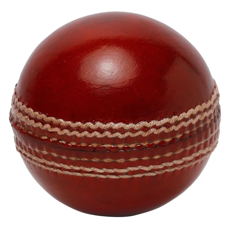Palla da cricket in pelle di colore rosso un grado duro e condito cucito a mano senza timbro per palle da cricket da interno ed esterno