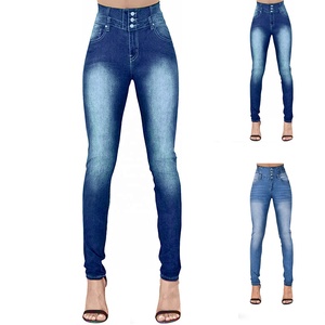 KEVEN IMPEX Wholesale Custom Women Mid <b>Waist</b> Solid Color Straight <b>Jeans</b> Eco-Friendly Breathable Regular Fit Full Length Denim - Product Image 1