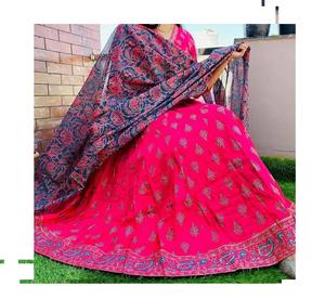 หนัก14กก. หนักเรยอนยาว Kurti กับ Foli พิมพ์ด้วยฟอยล์สีทำงานและต้อง Pati ทำงาน Dupatta ราคาถูกเคอร์ติส - Product Image 1