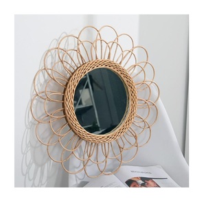 Espejo Decorativo de Pared de Ratán de Color Natural - Decoración del Hogar 99GD - Product Image 1