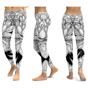 Women's High-Waist Printed Yoga Pants Unique <b>Sexy</b> Gym Custom Workout Running Leggings Knitted Fabric with Custom Logo on Waist - Product Image 1