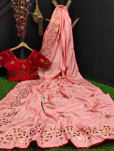 New Chiffon Crape Catlog Quality- Soft Chiffon Crape Saree with C-pallu Mapple Emboridary Cutwork All Over <b>Stone</b> Work Make Saree - Product Image 6