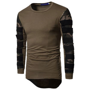 Nouvelle mode de vêtements décontractés de haute qualité à manches longues imprimé camouflage 100% coton T-shirt en coton uni pour hommes - Product Image 3