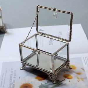 Vintage Glass Trinket <b>Box</b>, Glass Jewellery <b>Box</b>, <b>Keepsake</b> <b>Box</b> Jewelry Storage Stained Glass Jewelry <b>Box</b> - Product Image 1