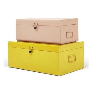 Caja de maletero de hierro con recubrimiento de polvo blanco, contenedor de almacenamiento hecho a mano de primera calidad, conjunto de dos tamaños personalizados - Product Image 4