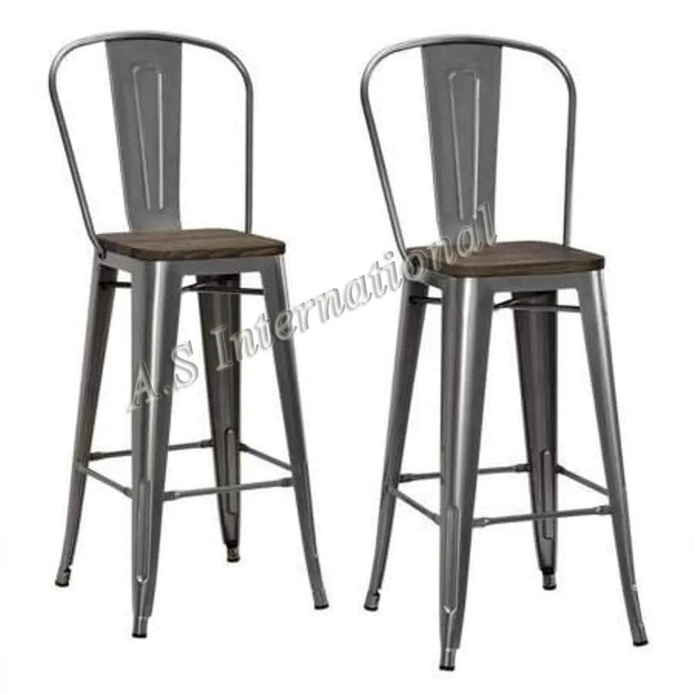 Set alla moda di 2 sedie da Bar con sgabello alto comodo sedile in legno con struttura in metallo per Bar Bar sala da pranzo ristorante
