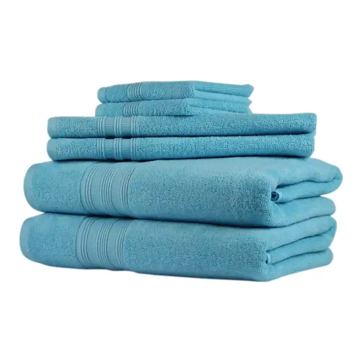 Wholesale 100% Cotton Thick Bath Towel Set Solid 6 Piece Towel Set