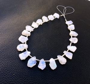 Piedra lunar arcoíris Natural de 1 hebra de alta calidad, azul llamativo, 20 piezas, taladro lateral superior, piedra preciosa áspera sin tratar - Product Image 2