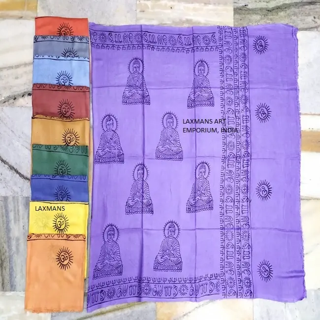 Neue Modische Sommermode viskos Tibetischer Buddha bedruckte Gebetsschals/Schals Großhandel aus Indien