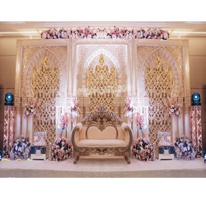 Decoración de Escenario para Boda con Temática Árabe de Quinceañera, Decoración de Boda Marroquí, Diseño de Escenario Blanco, Decoración Elegante para Nikah - Product Image 1