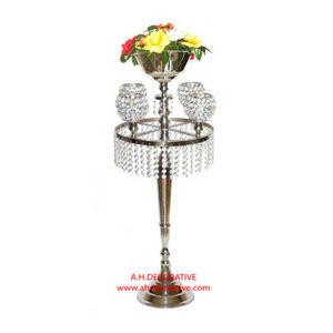 Centres de table de mariage Candélabres nickelés 4 votives en cristal avec bol à fleurs pour sol de mariage Candélabres neufs faits à la main - Product Image 1