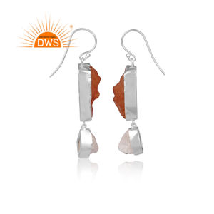 Wostu — boucles d'oreilles pendantes en cornaline, bijoux authentiques, pierre de lune arc-en-ciel, en argent Sterling 925 - Product Image 3