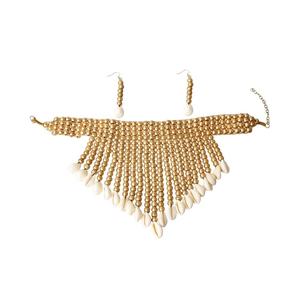 Precio barato Nueva moda Cuentas de madera Color beige Conjunto de collar de concha de cauri Collar de encanto Collar de diseño de calidad - Product Image 2