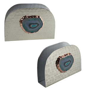 Agate Design Silver Finish Vintage Style Metal <b>Napkin</b> Holder with Shiny Plated Finish for Home Hotel & Restaurant Use - Product Image 2