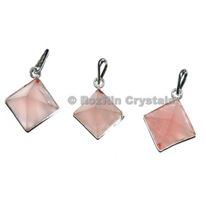 Natural Rose Quartz Pyramid Pendant Healing Crystal Necklace <b>Spiritual</b> Chakra Jewelry Gift for Women and <b>Men</b> - Product Image 1