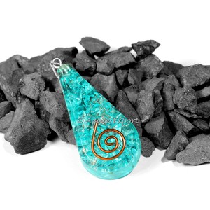 Pendentifs goutte de guérison Aqua Onyx Orgonite à vendre et exportateur de pierres semi-précieuses - Product Image 1
