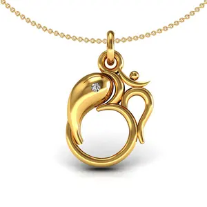 Kualitas Terbaik padat 18K emas padat Om Ganesha liontin kalung berlian alami anak-anak liontin untuk hadiah perhiasan bagus produsen
