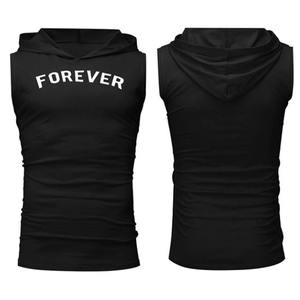 casual vest fitness tank top gym outdoor zipper hooded tops tank plain blank print man sleeveless t-shirt - Product Image 2