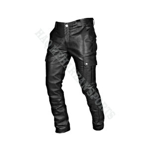 Men's Real Leather Slim Fit <b>Winter</b> Stand Collar Comfortable Waterproof Zipper Pants - Product Image 4