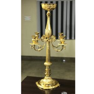 Candélabre carré en relief, or antique, porte-fleurs, décoration de Noël, artisanat en métal, plaqué or, fait à la main, résistant à la chaleur - Product Image 1