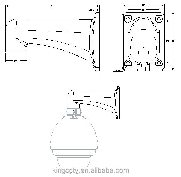 Высоко-качественный  настенный  водонепронецаемый кронштейн PFB303W