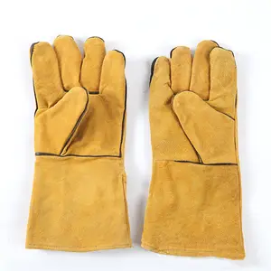 Высокая температура износостойкая прочная кожаные перчатки сварщика