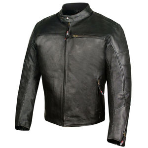 Veste de motard en cuir texturé de mouton de couleur noire avec fermeture éclair, toutes les couleurs et cuirs fabriqués au Pakistan - Product Image 2